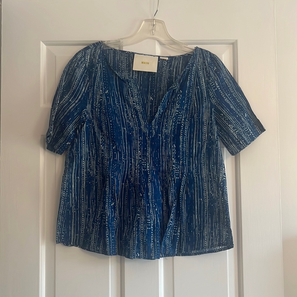Maeve Blue Short Sleeve Top